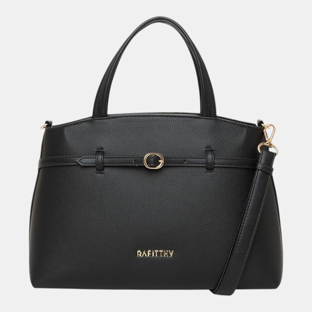 Bolsa Rafitthy Satchel Woven Chic Preta