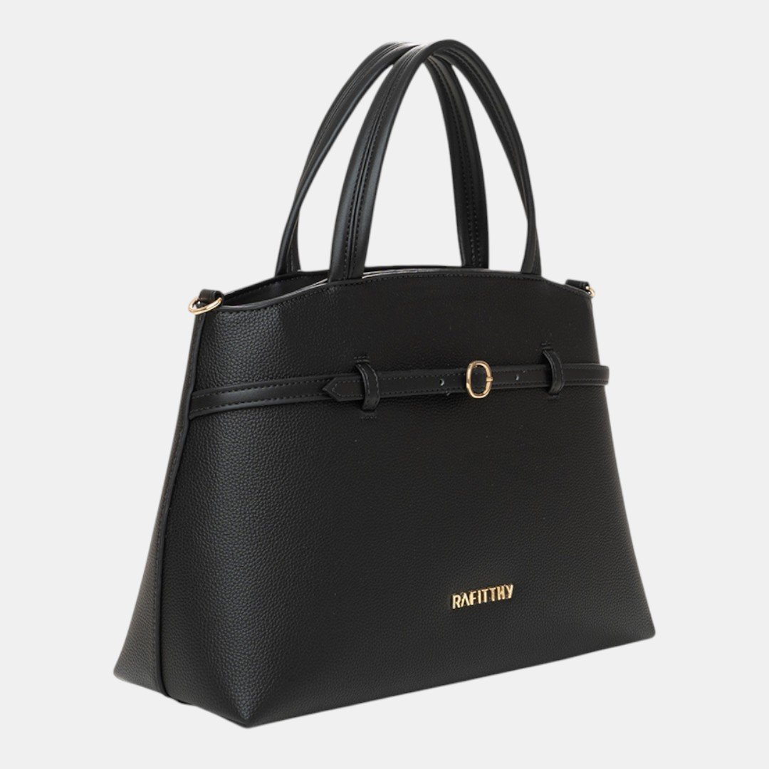 Bolsa Rafitthy Satchel Woven Chic Preta Preto 3