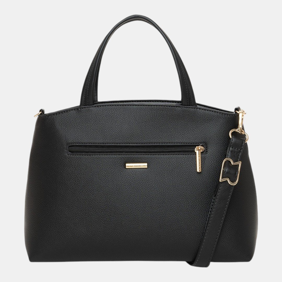 Bolsa Rafitthy Satchel Woven Chic Preta Preto 4
