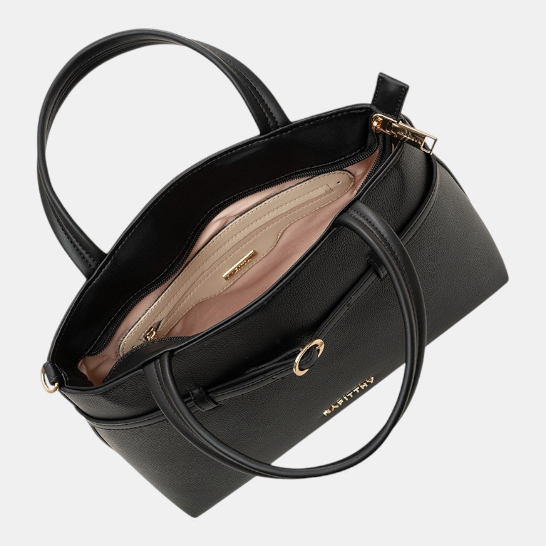 Bolsa Rafitthy Satchel Woven Chic Preta Preto 5