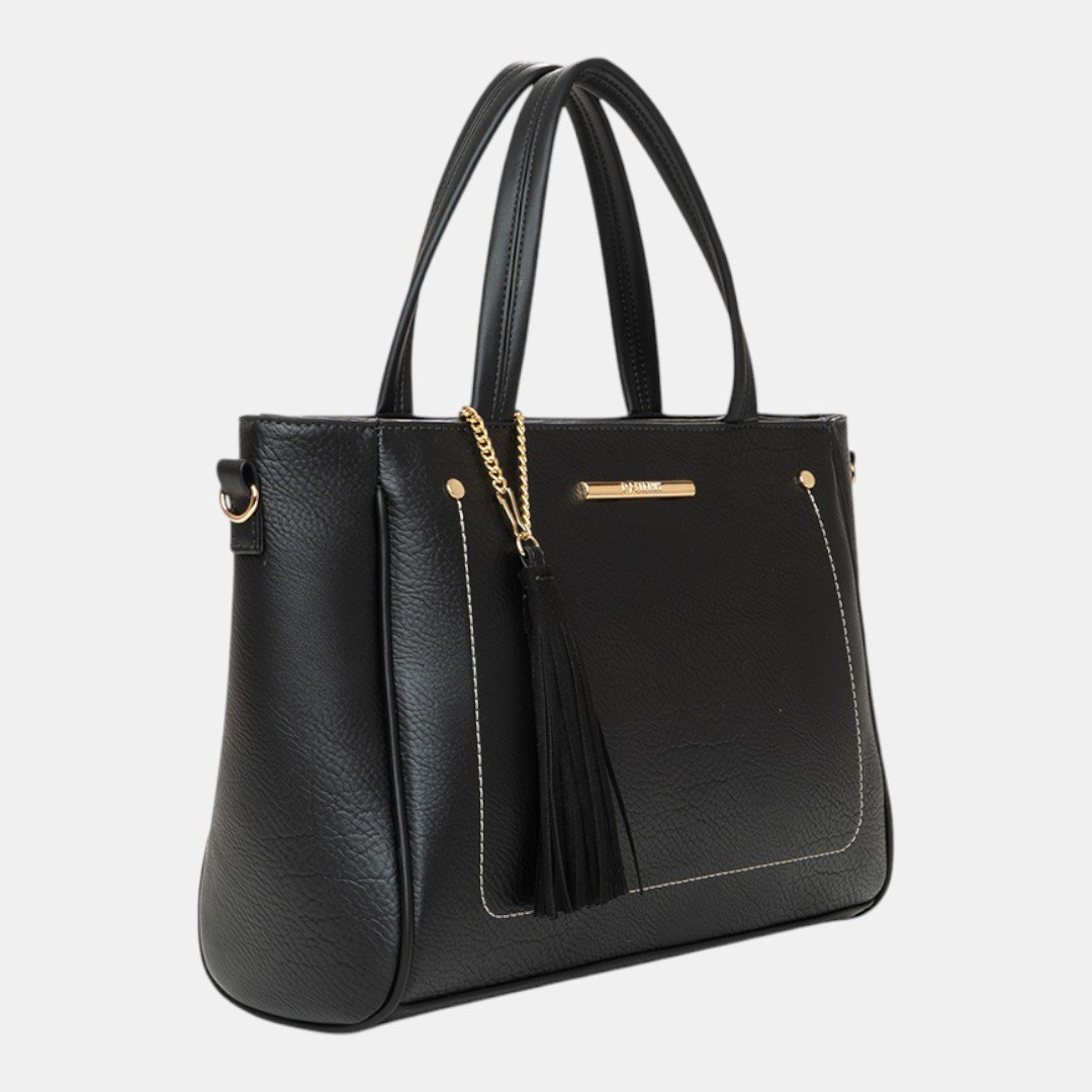 Bolsa Rafitthy Tote Tassel Chic Preta Preto 2