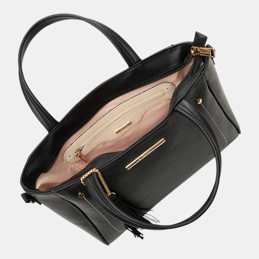 Bolsa Rafitthy Tote Tassel Chic Preta Preto 4