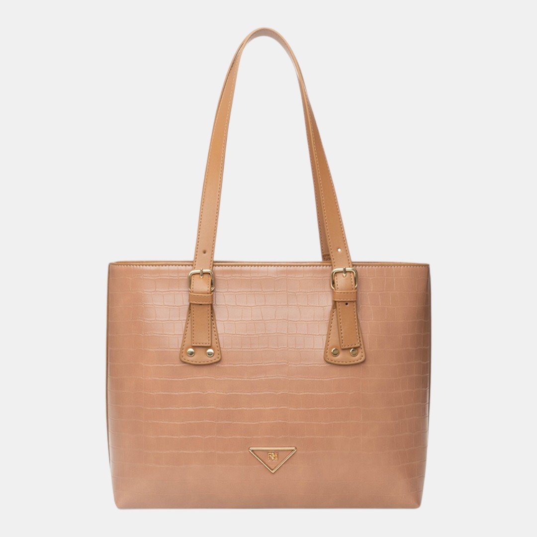 Bolsa Rafitthy Tote Elegance Croco Camel