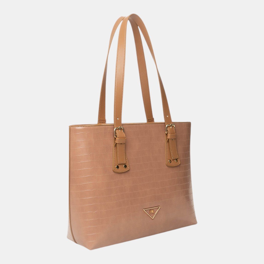 Bolsa Rafitthy Tote Elegance Croco Camel Bege 2