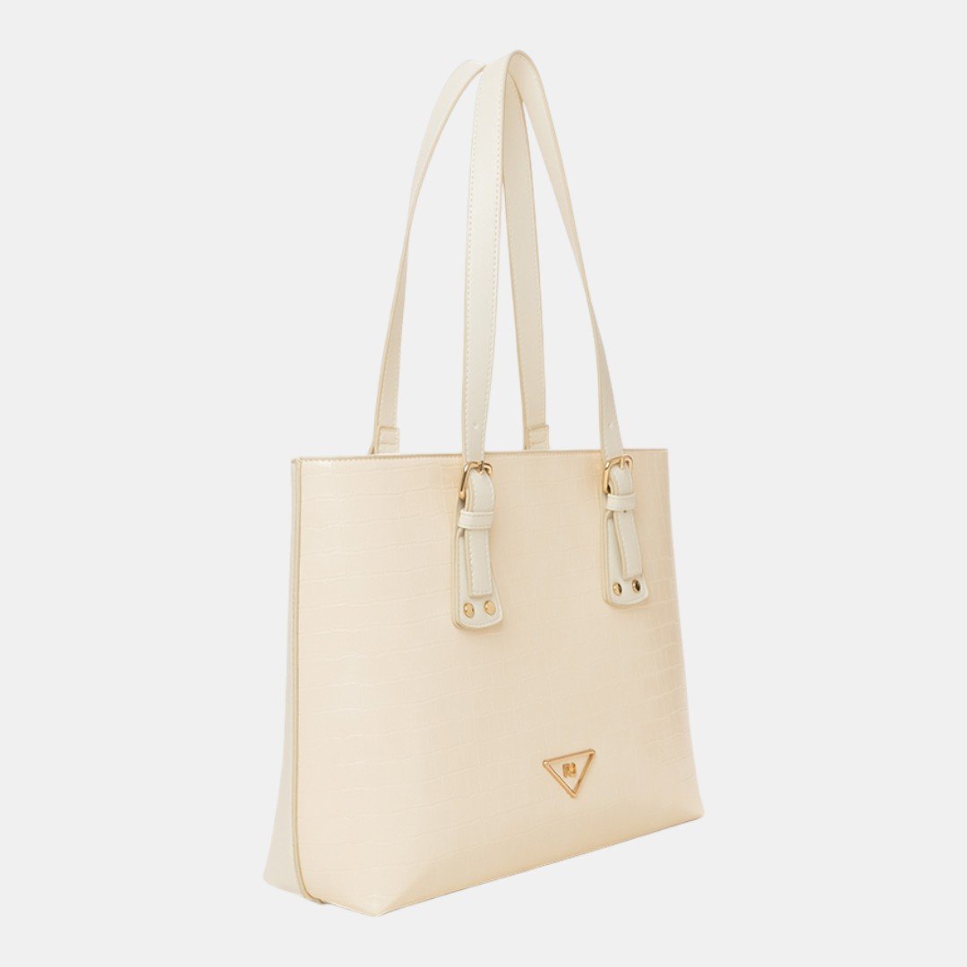 Bolsa Rafitthy Tote Elegance Croco Off White Bege 2