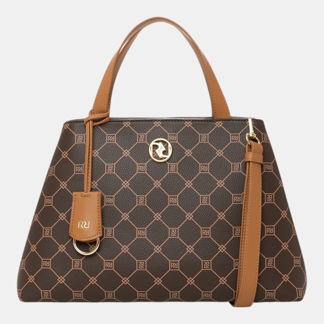 Bolsa Rafitthy Satchel Signature Duo Monograma Marrom