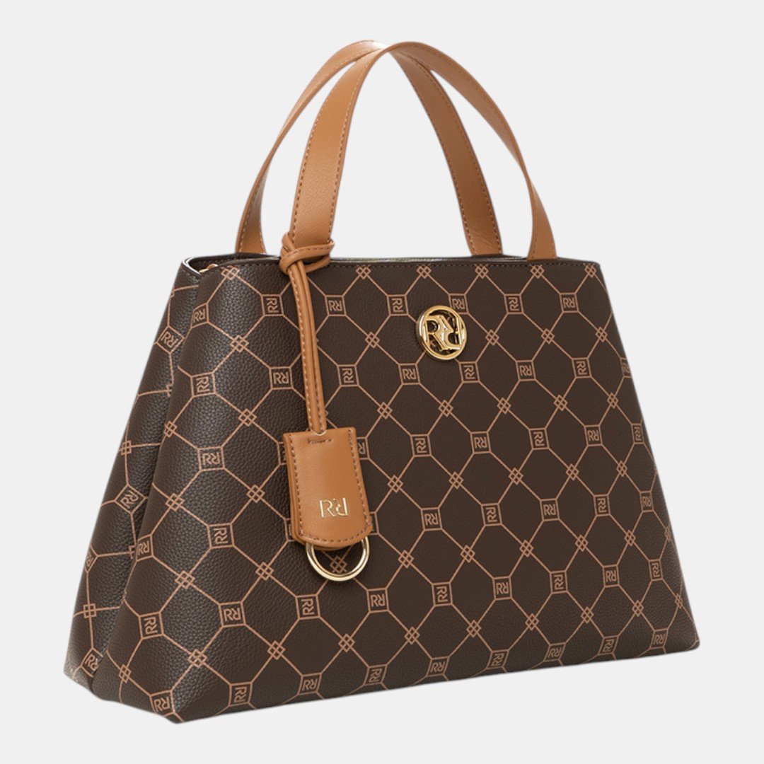 Bolsa Rafitthy Satchel Signature Duo Monograma Marrom Marrom 2