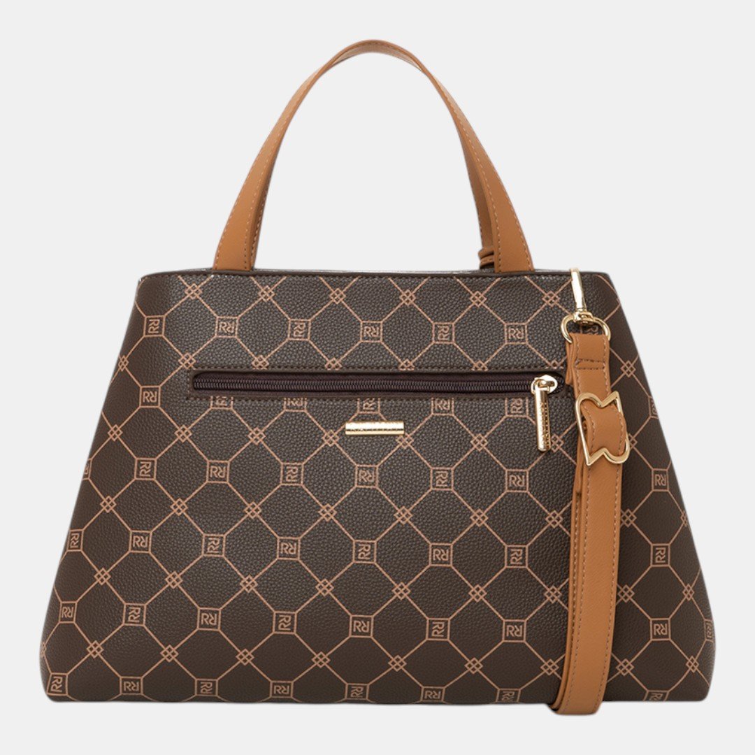 Bolsa Rafitthy Satchel Signature Duo Monograma Marrom Marrom 3