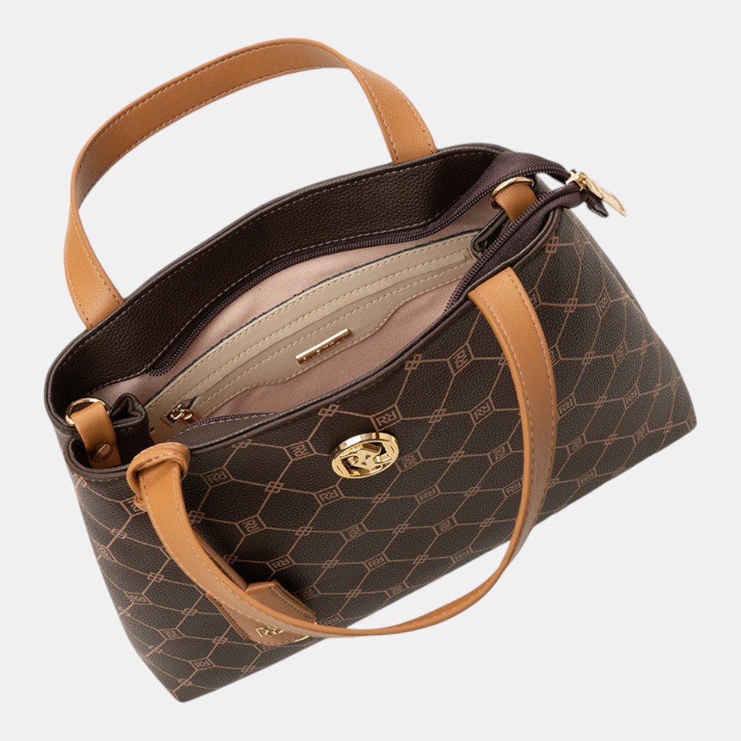 Bolsa Rafitthy Satchel Signature Duo Monograma Marrom Marrom 4