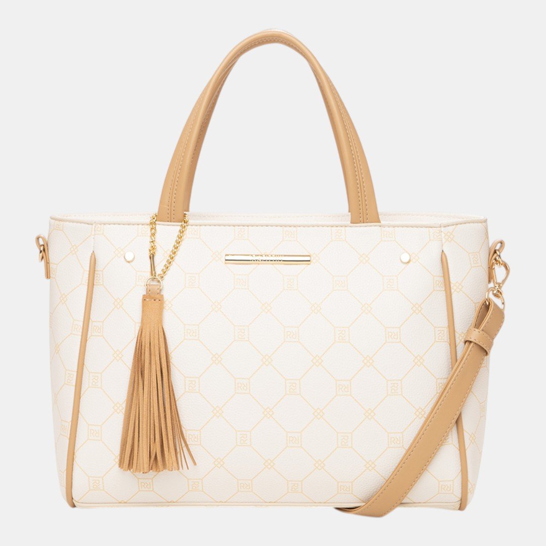 Bolsa Rafitthy Tote Signature Tassel Off White