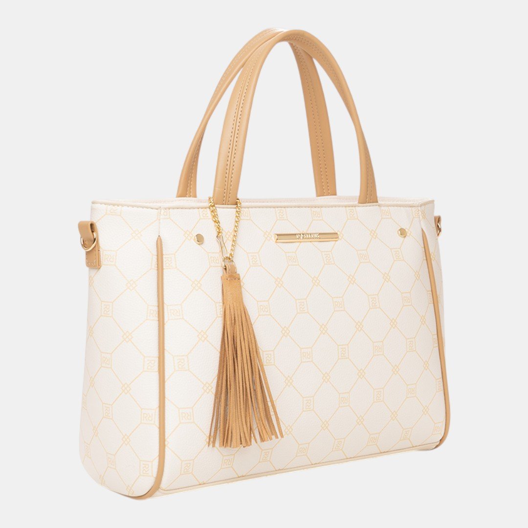 Bolsa Rafitthy Tote Signature Tassel Off White Branco 2