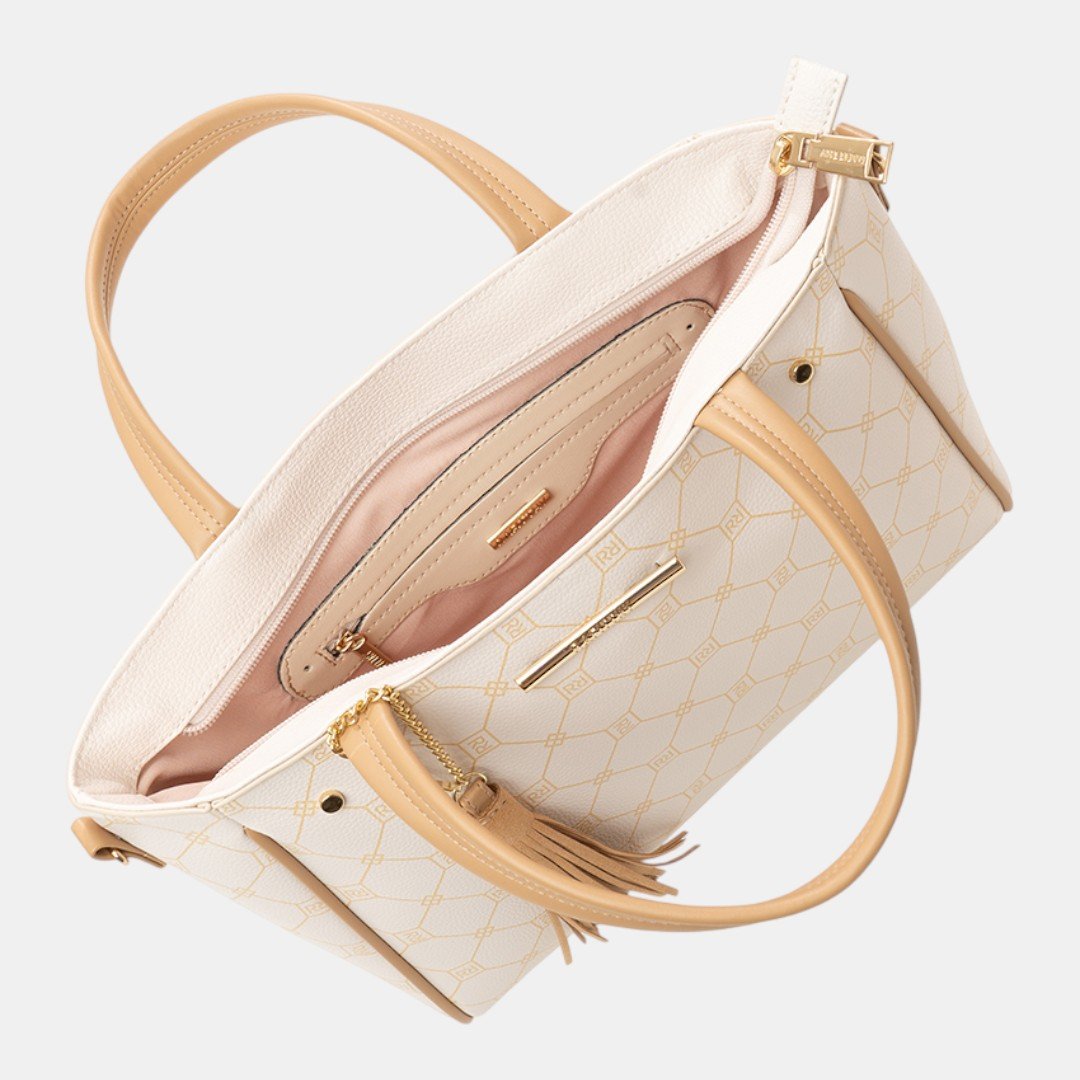 Bolsa Rafitthy Tote Signature Tassel Off White Branco 4