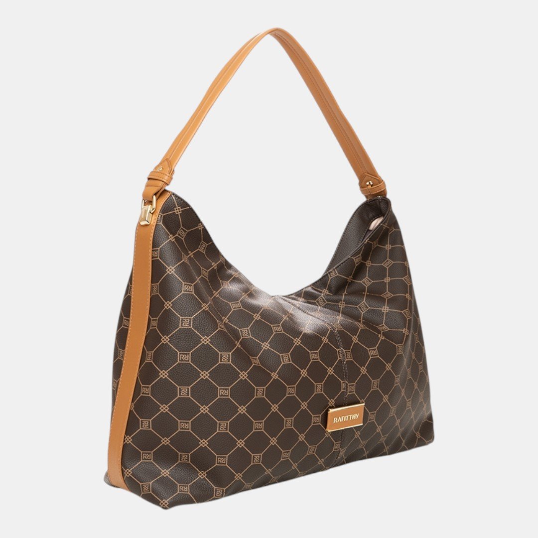 Bolsa Rafitthy Hobo Soft Glam Monograma Marrom Marrom 3