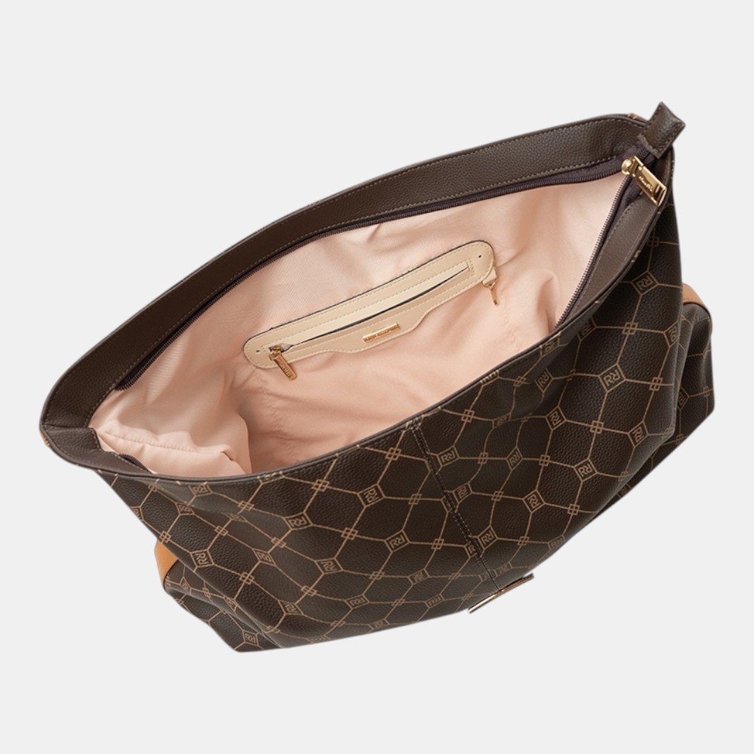 Bolsa Rafitthy Hobo Soft Glam Monograma Marrom Marrom 5