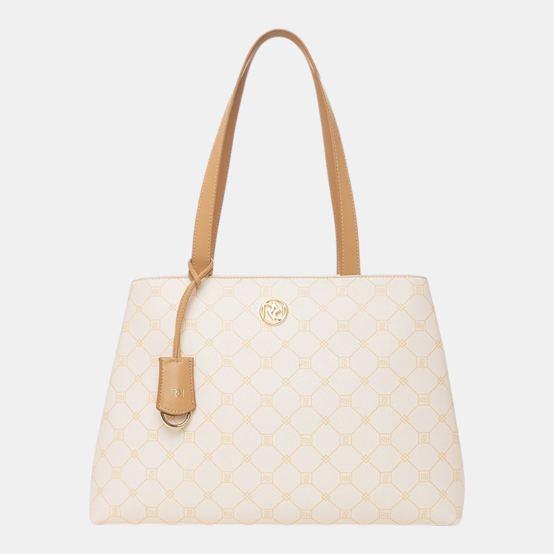 Bolsa Rafitthy Tote Signature Charm Monograma Off White