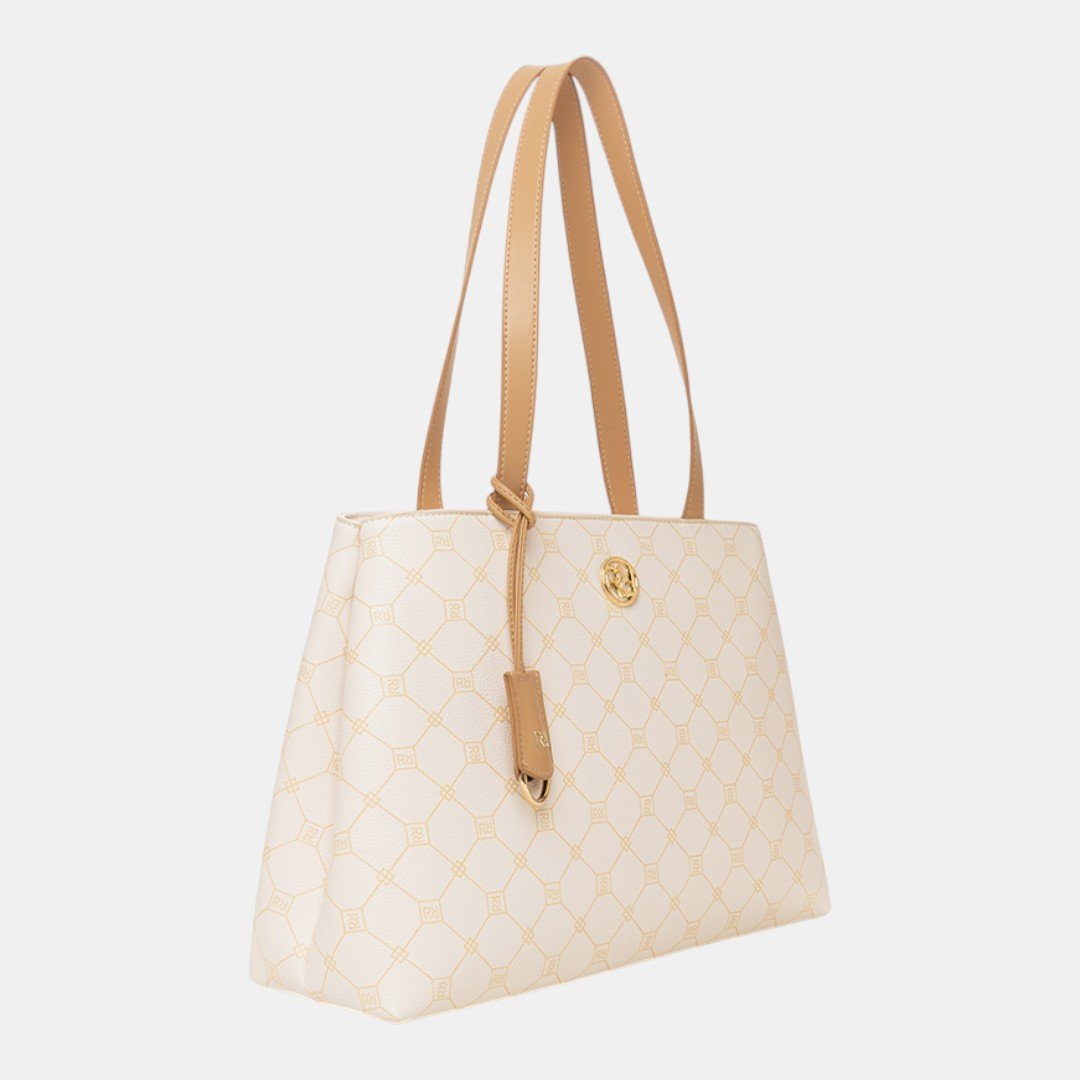Bolsa Rafitthy Tote Signature Charm Monograma Off White Branco 2