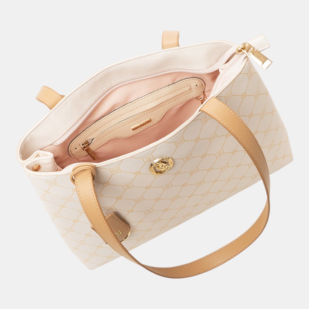 Bolsa Rafitthy Tote Signature Charm Monograma Off White Branco 4