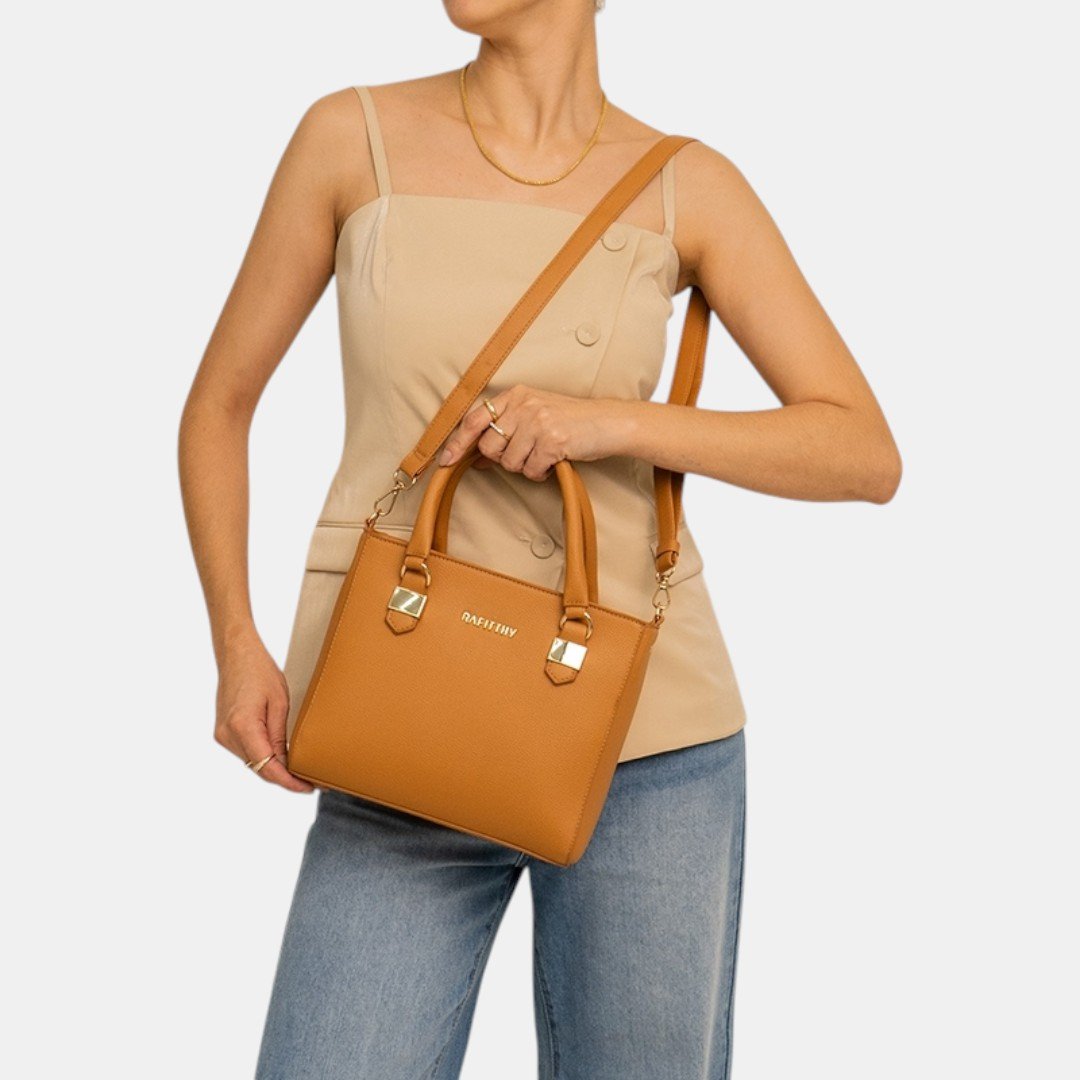 Bolsa Rafitthy Satchel Modern Class Caramelo Bege 2