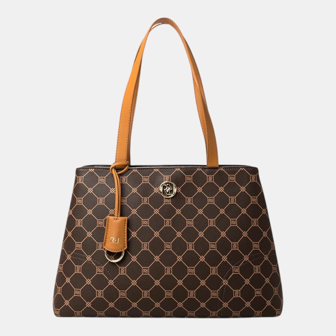Bolsa Rafitthy Tote Signature Charm Monograma Marrom