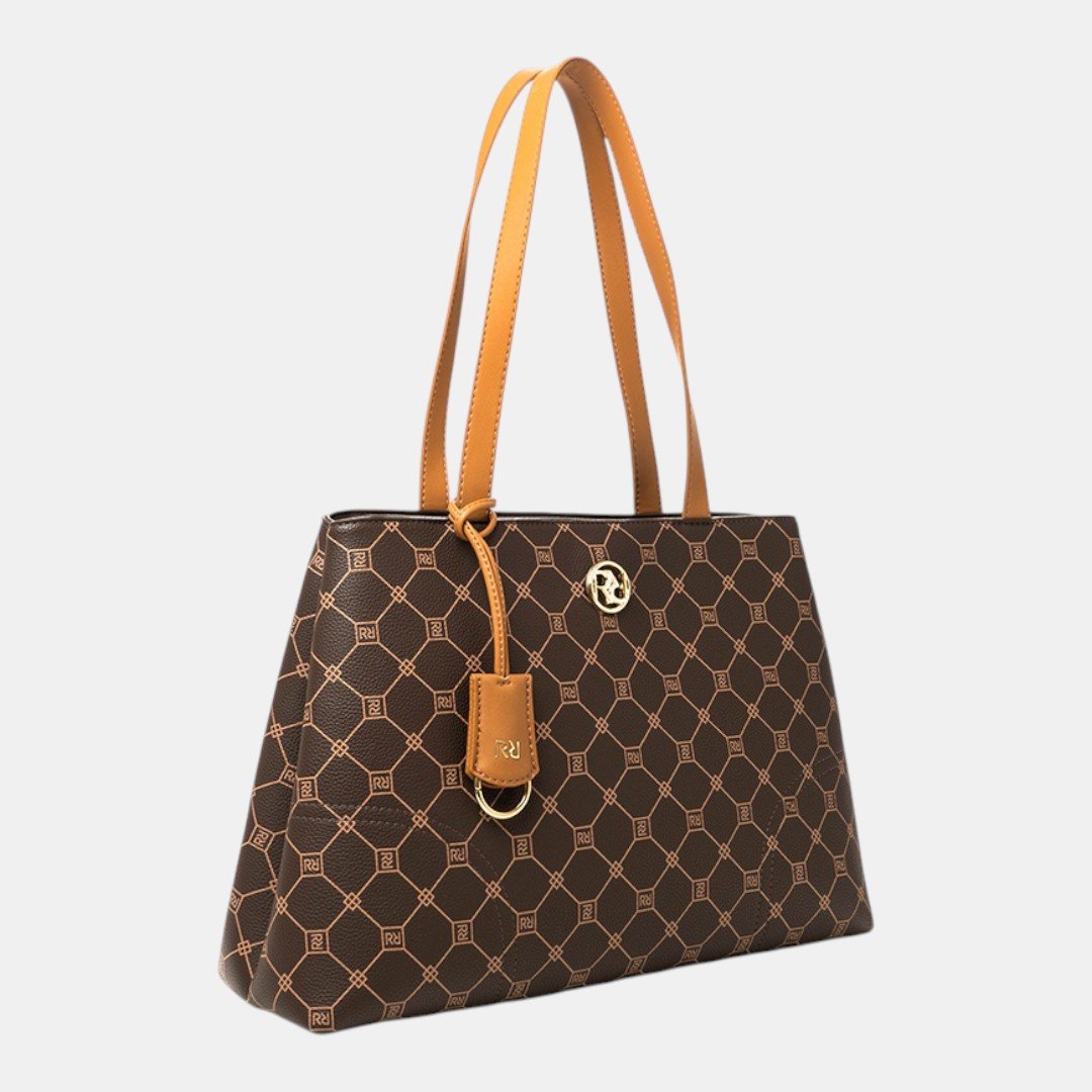 Bolsa Rafitthy Tote Signature Charm Monograma Marrom Marrom 2