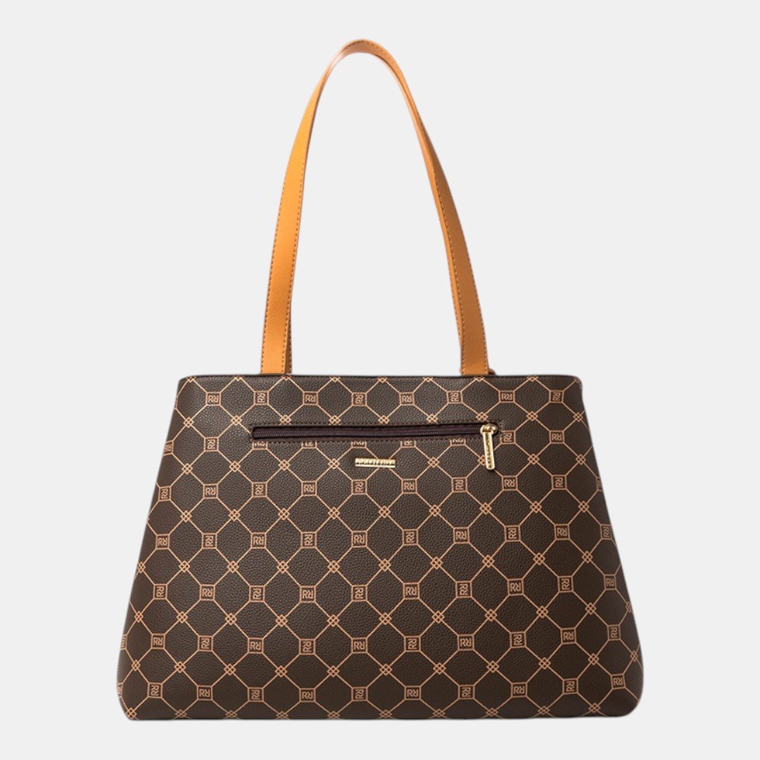 Bolsa Rafitthy Tote Signature Charm Monograma Marrom Marrom 3