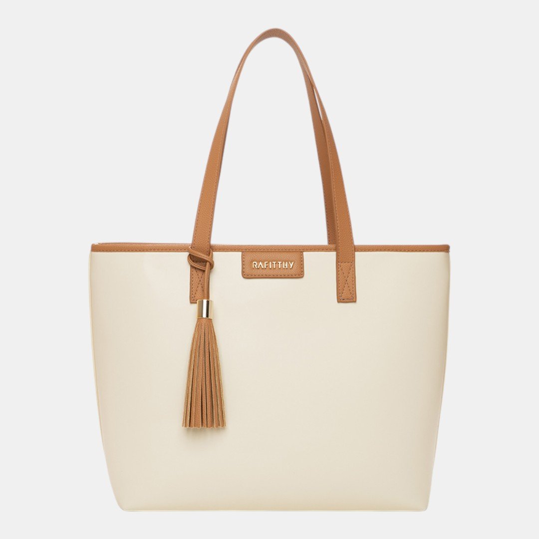 Bolsa Rafitthy Tote Tassel Essential Off com Caramelo