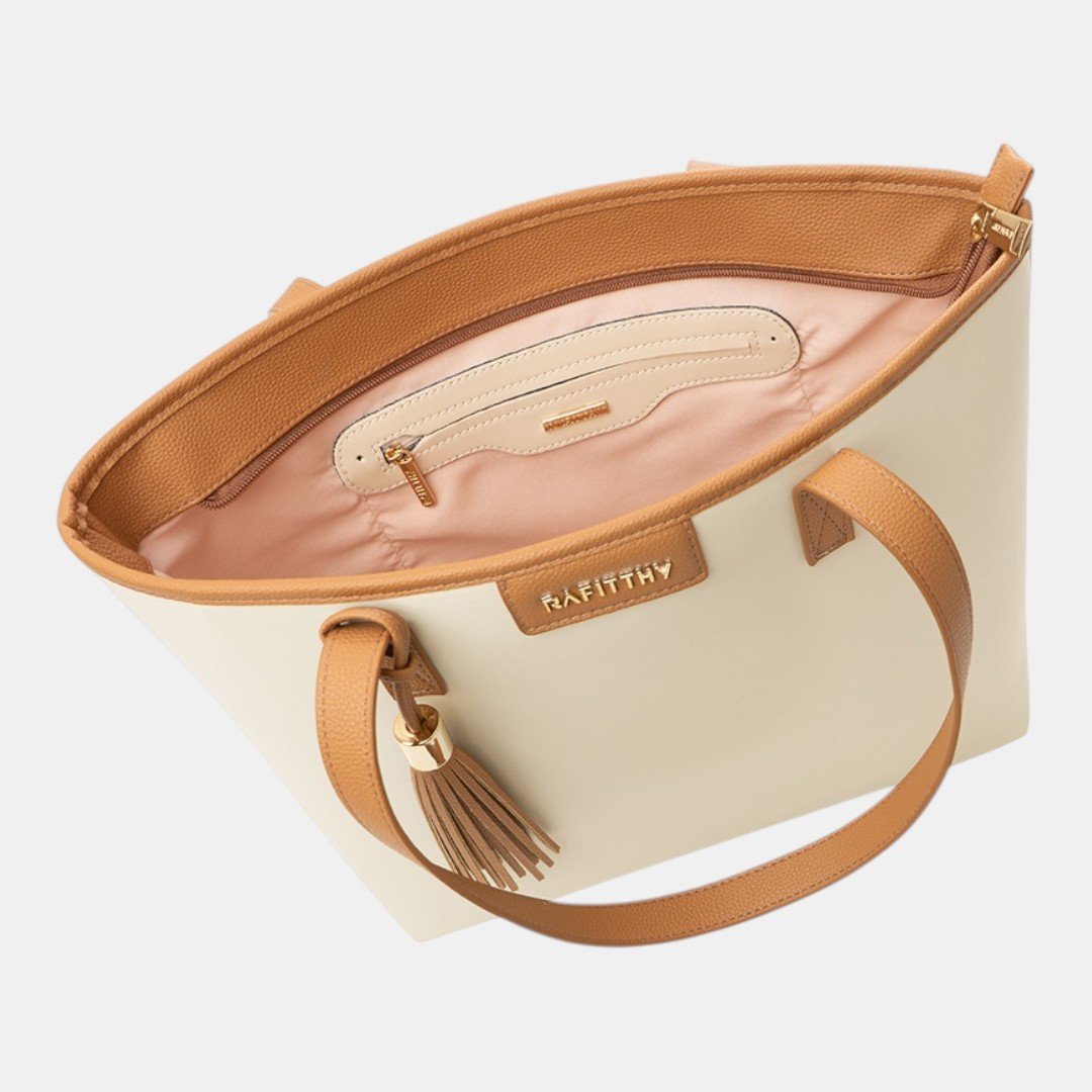 Bolsa Rafitthy Tote Tassel Essential Off com Caramelo Bege 3
