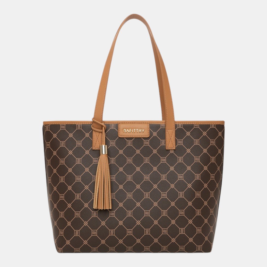 Bolsa Rafitthy Tote Tassel Essential Monograma Marrom