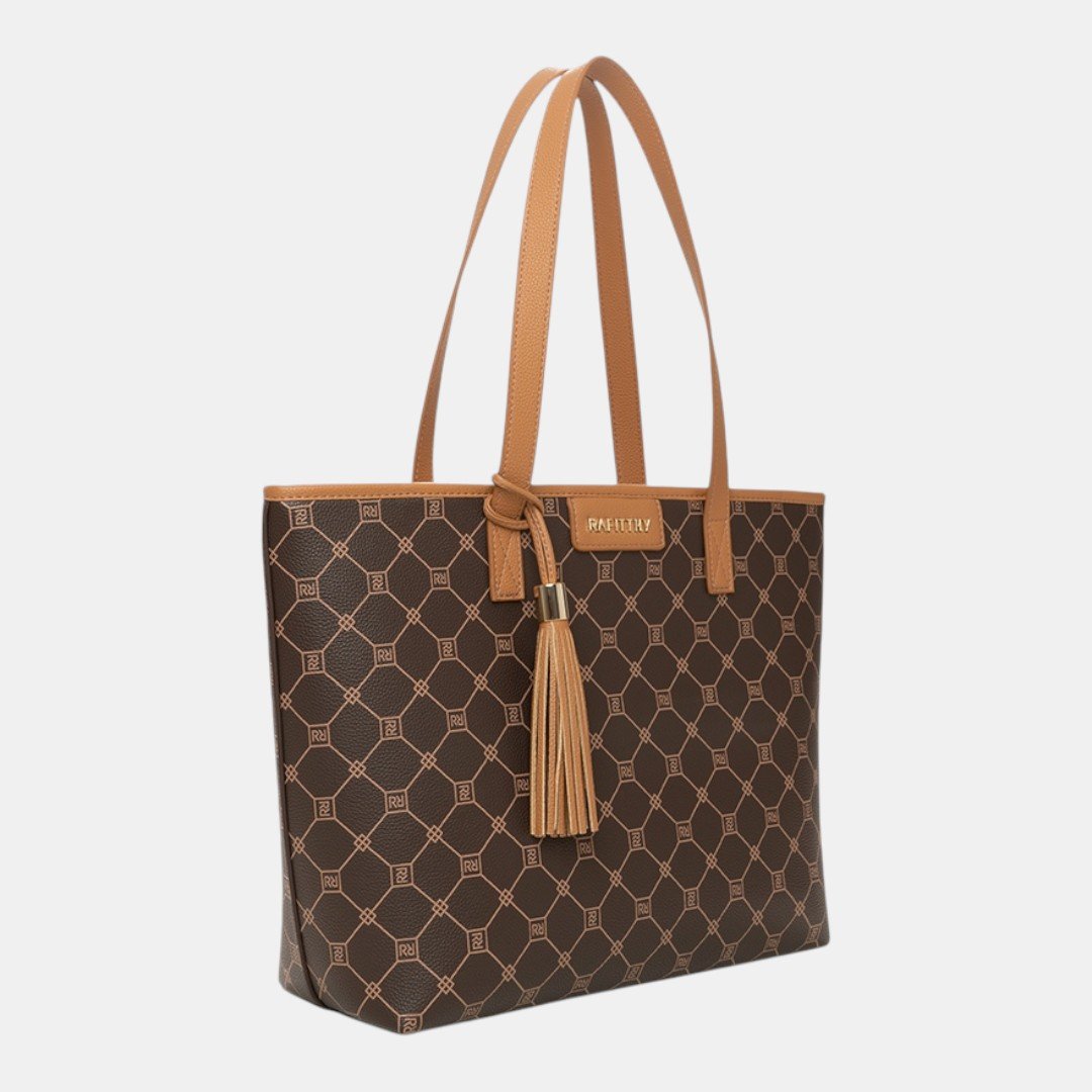 Bolsa Rafitthy Tote Tassel Essential Monograma Marrom Marrom 3