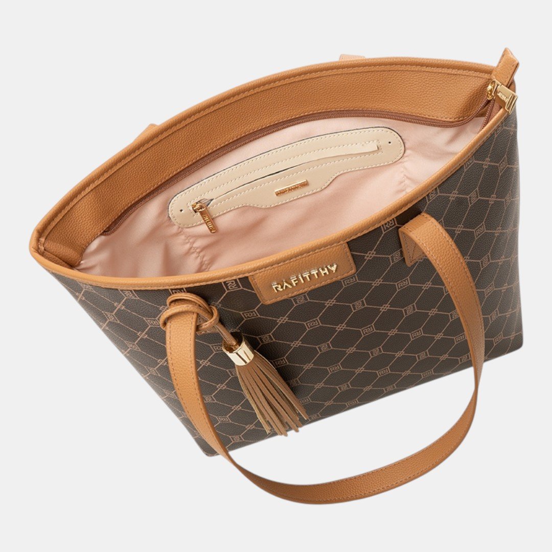 Bolsa Rafitthy Tote Tassel Essential Monograma Marrom Marrom 5