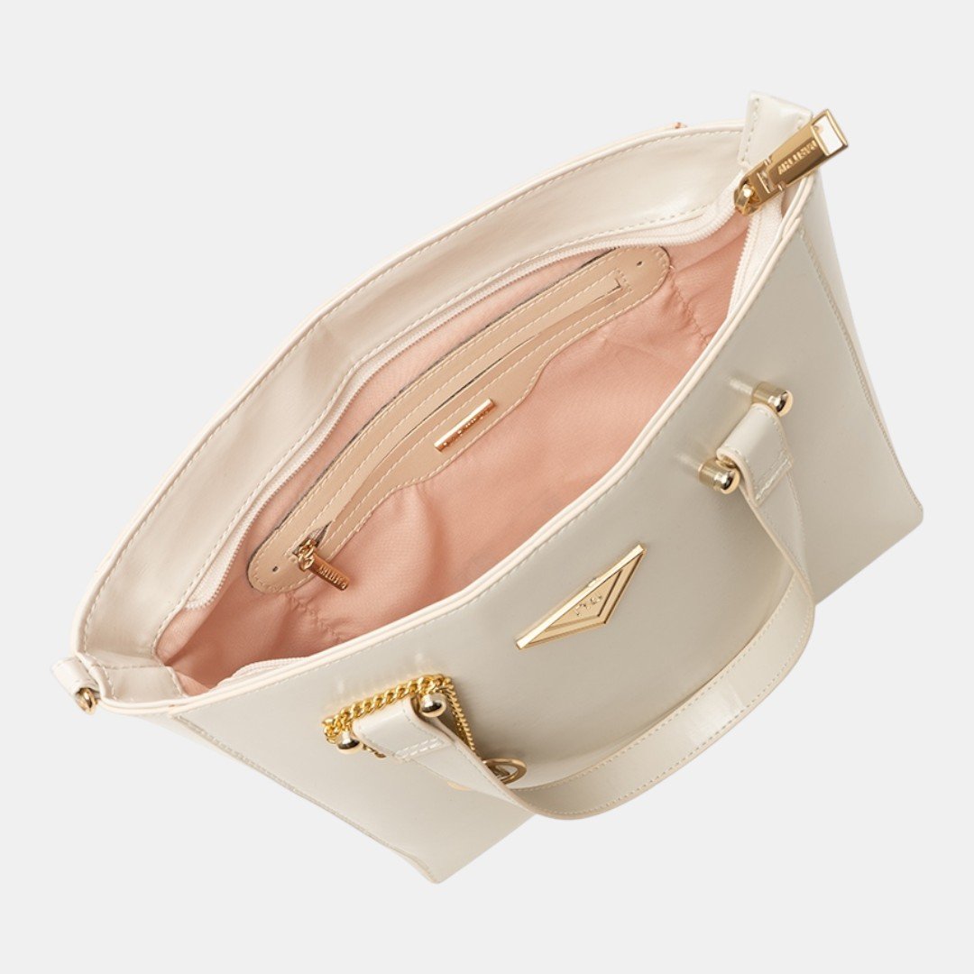 Bolsa Rafitthy Satchel Icon Charm Areia Bege 5