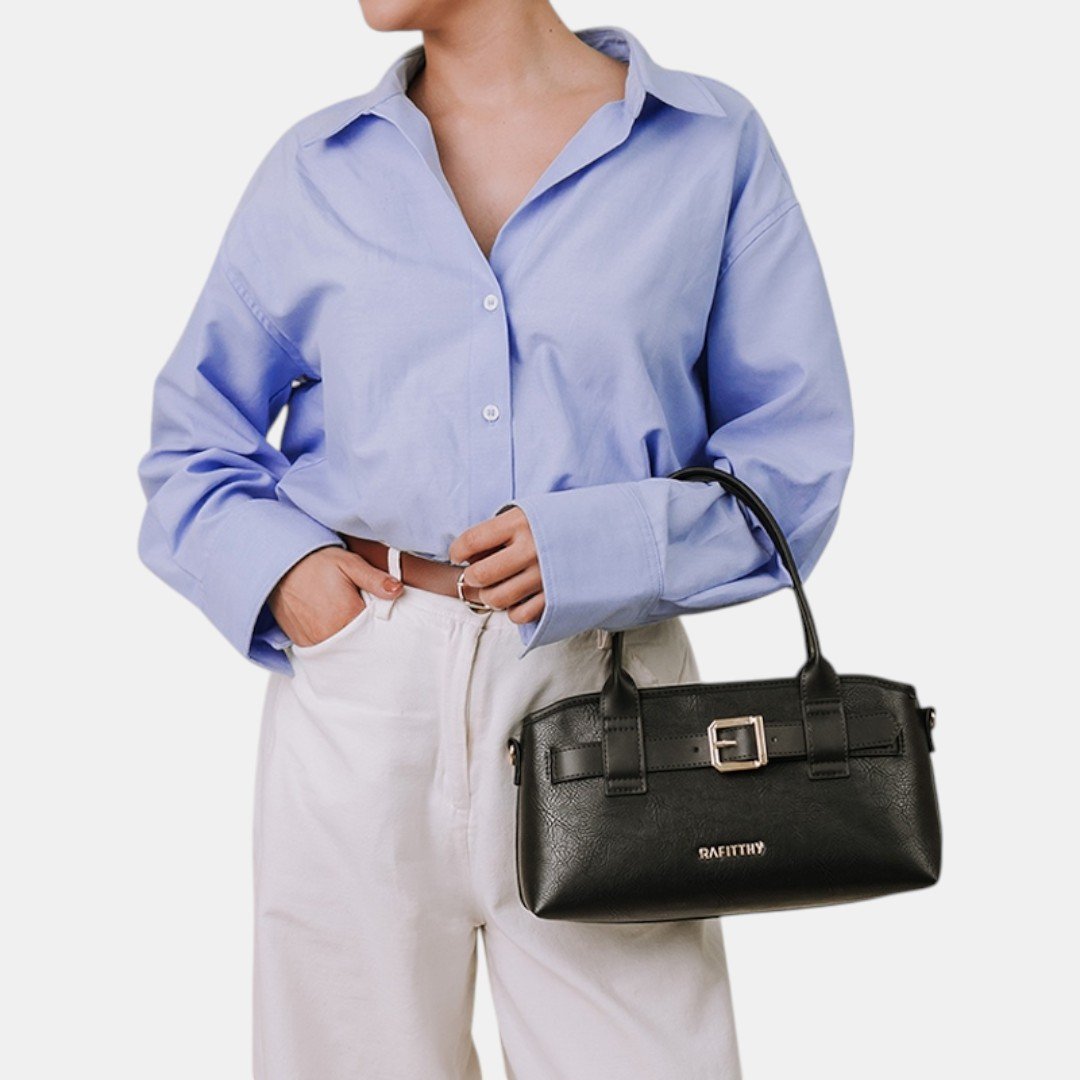 Bolsa Rafitthy Satchel Belt Chic Preto Preto 2