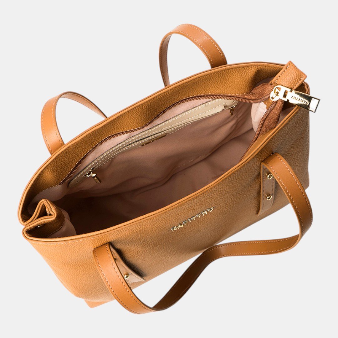 Bolsa Rafitthy Tote Minimal Luxe Caramelo Bege 4