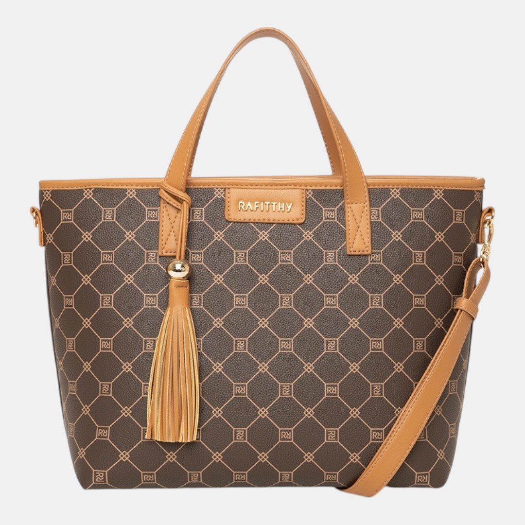 Bolsa Rafitthy Tote Tassel Urban Monograma Marrom