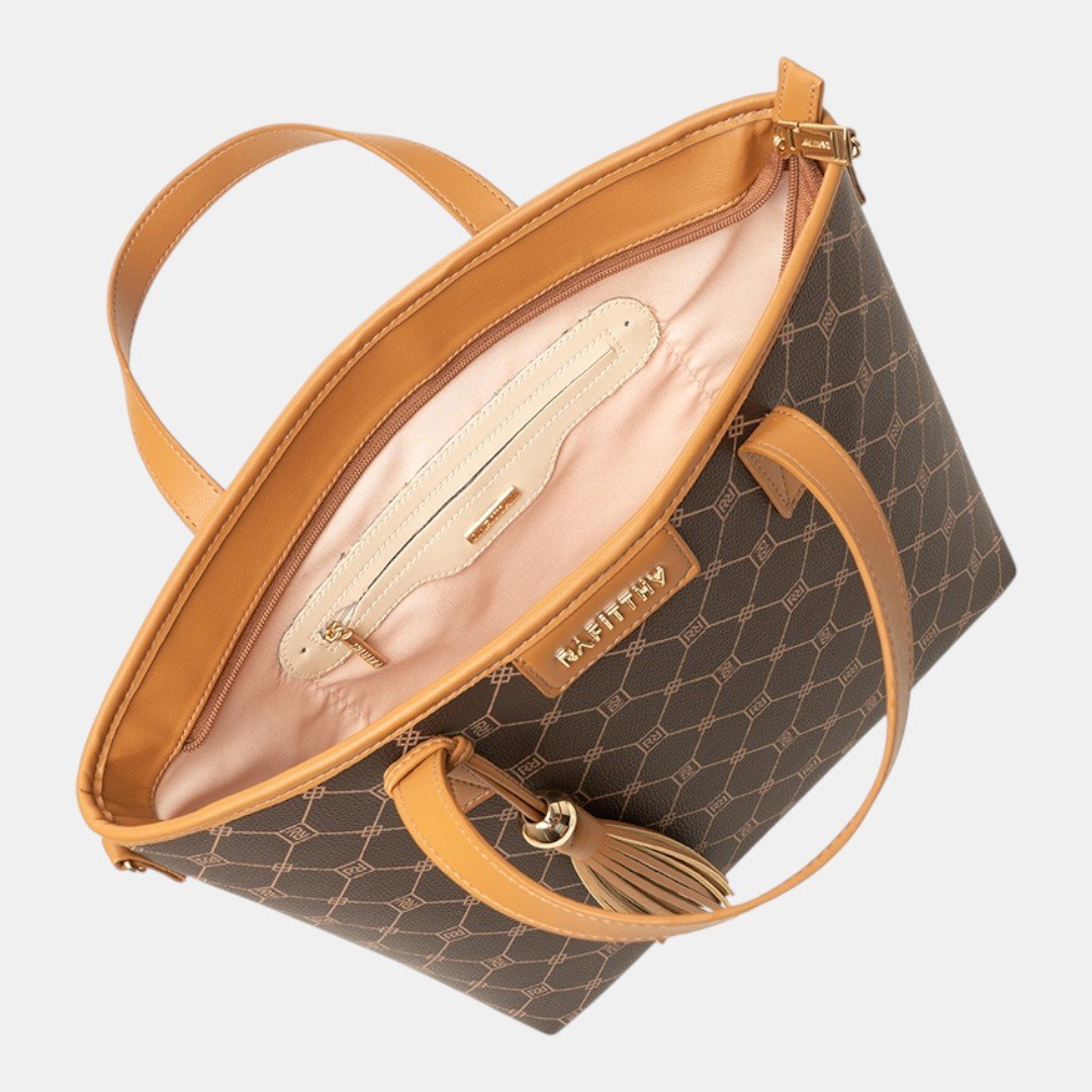 Bolsa Rafitthy Tote Tassel Urban Monograma Marrom Marrom 5