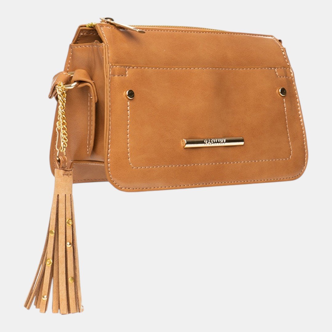 Bolsa Rafitthy Crossbody Tassel Glow Caramelo Marrom 3