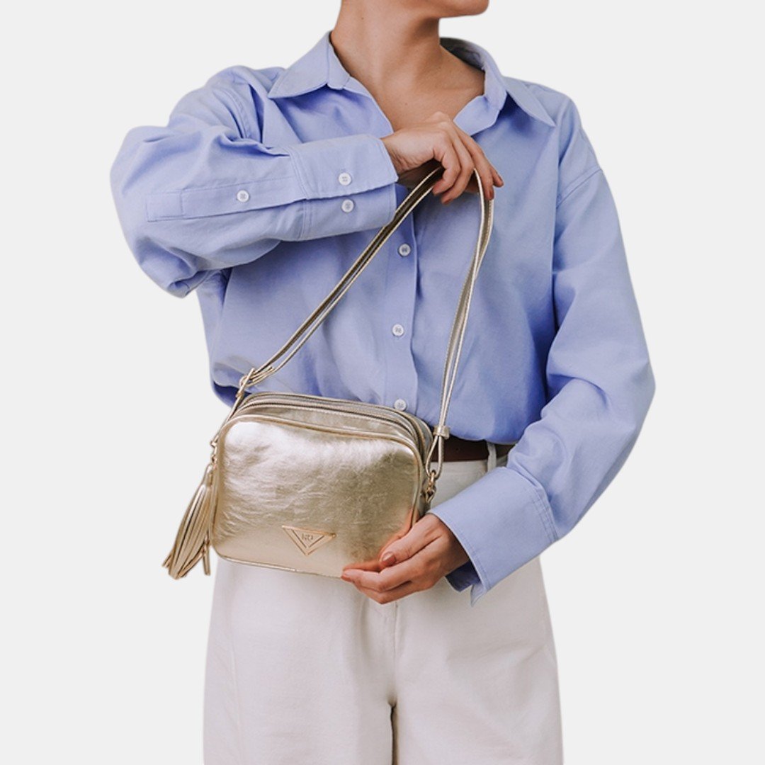 Mini Bolsa Rafitthy Camera Bag Tassel Chic Dourada Dourado 2