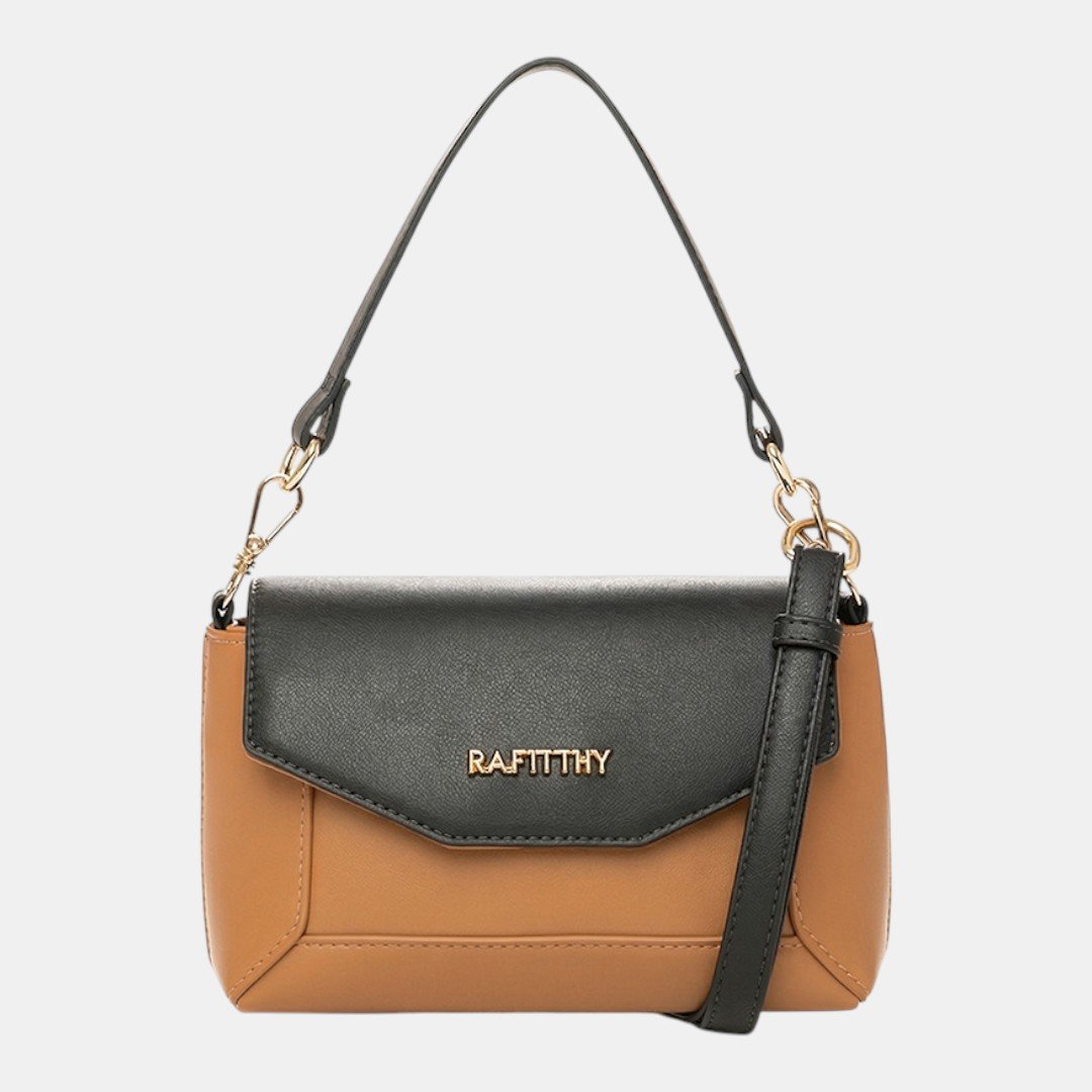 Bolsa Rafitthy Shoulder Duo Chic Caramelo com Preto