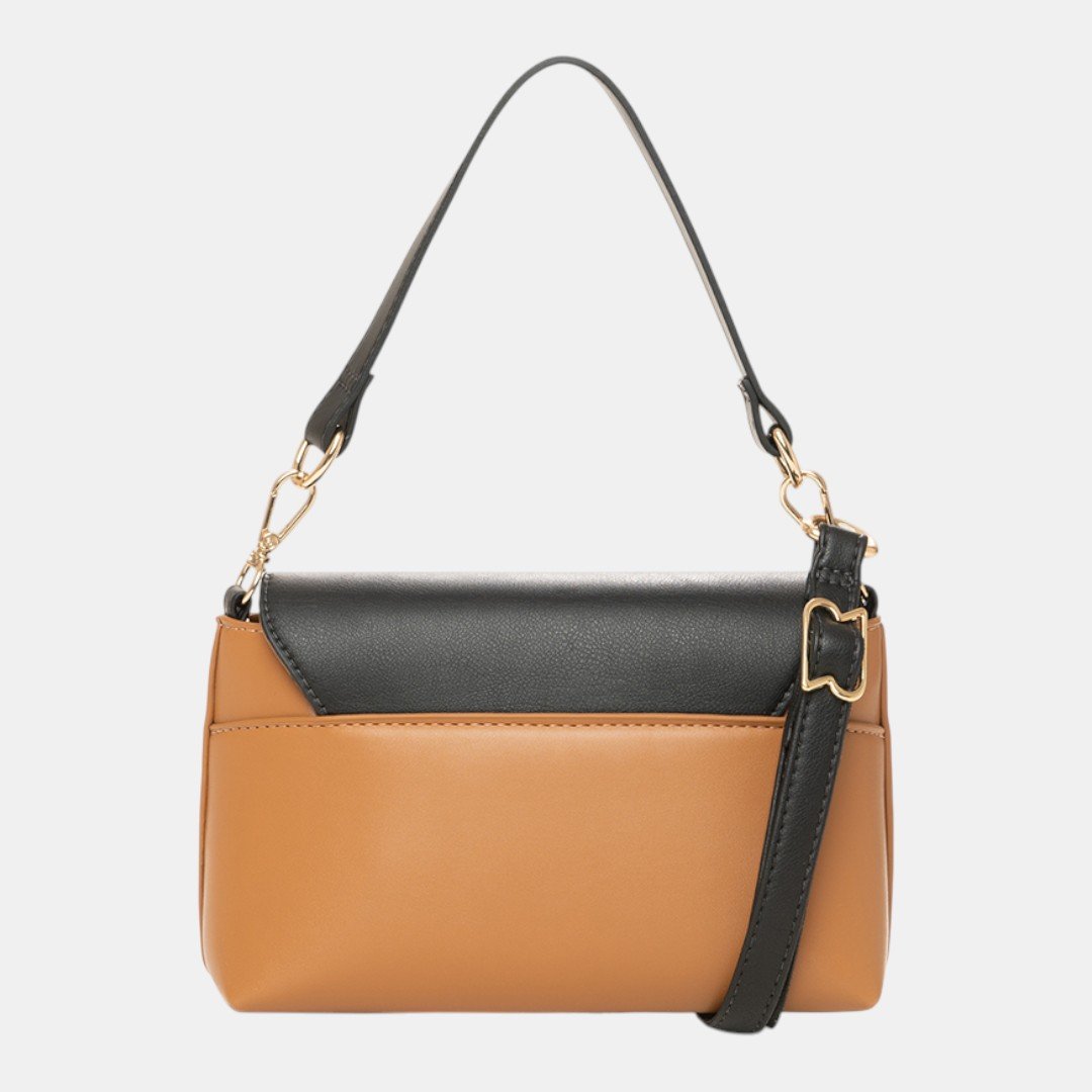 Bolsa Rafitthy Shoulder Duo Chic Caramelo com Preto Marrom 4