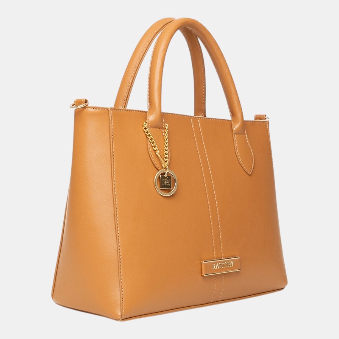 Bolsa Rafitthy Satchel Signature Charm Caramelo Marrom 3