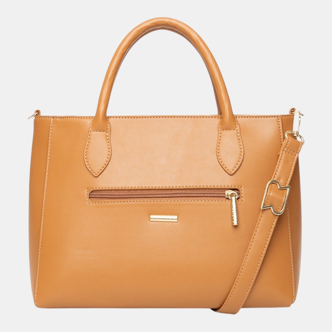 Bolsa Rafitthy Satchel Signature Charm Caramelo Marrom 4