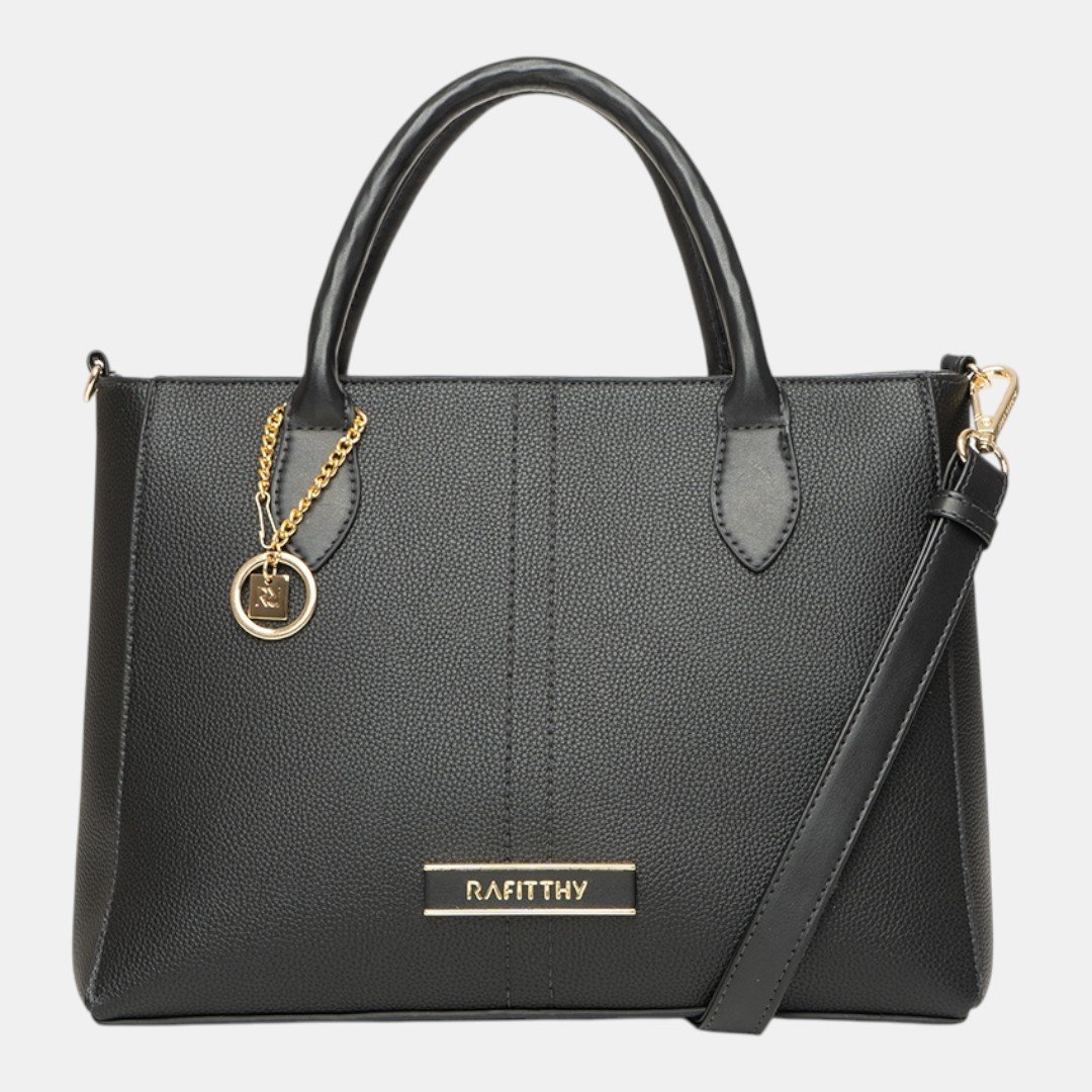 Bolsa Rafitthy Satchel Signature Charm Preta