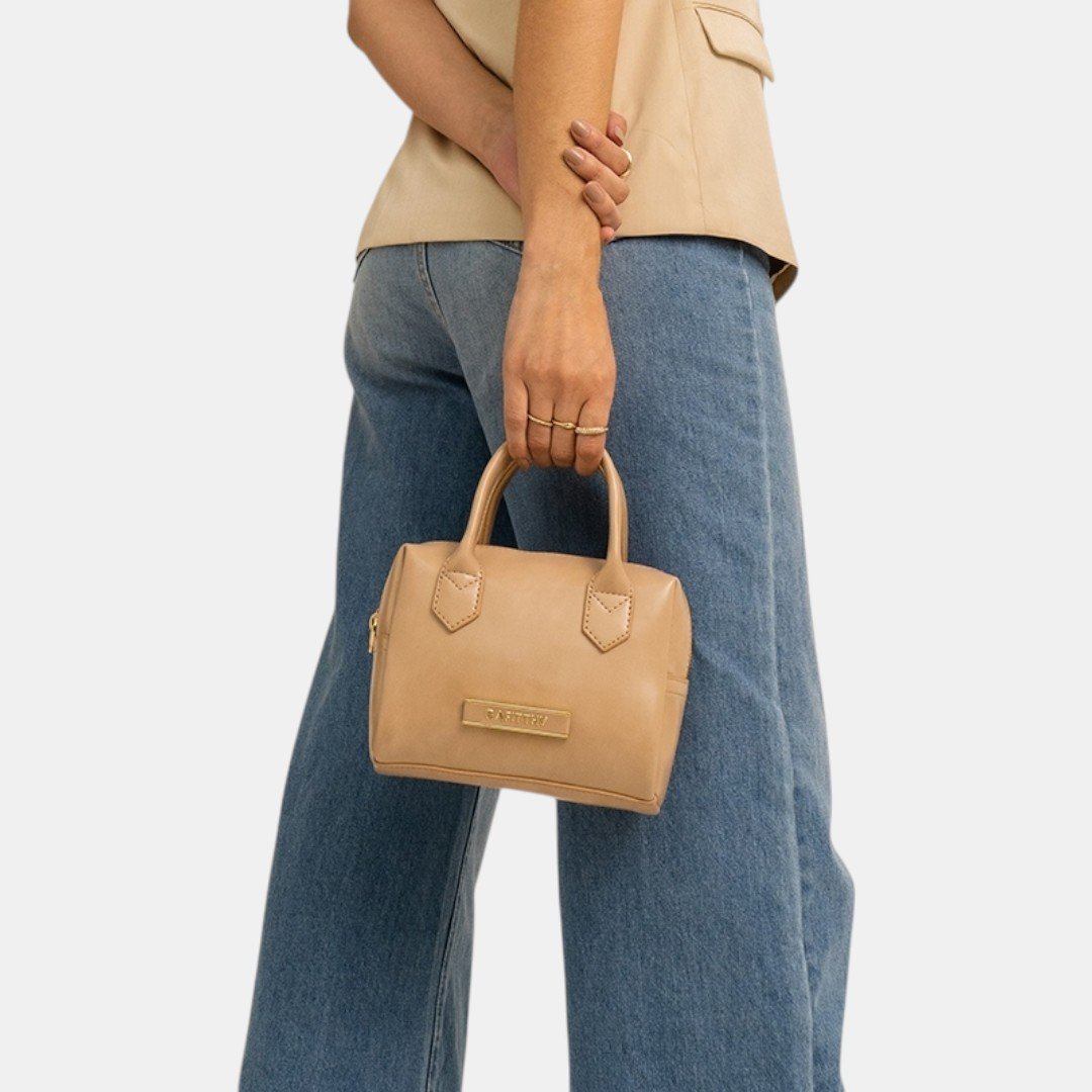 Bolsa Rafitthy Mini Bowling Luxe Nude Bege 2