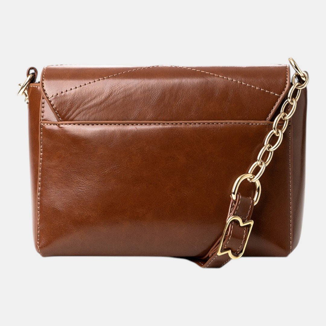 Mini Bolsa Rafitthy Crossbody Chain Glam Caramelo Marrom 3