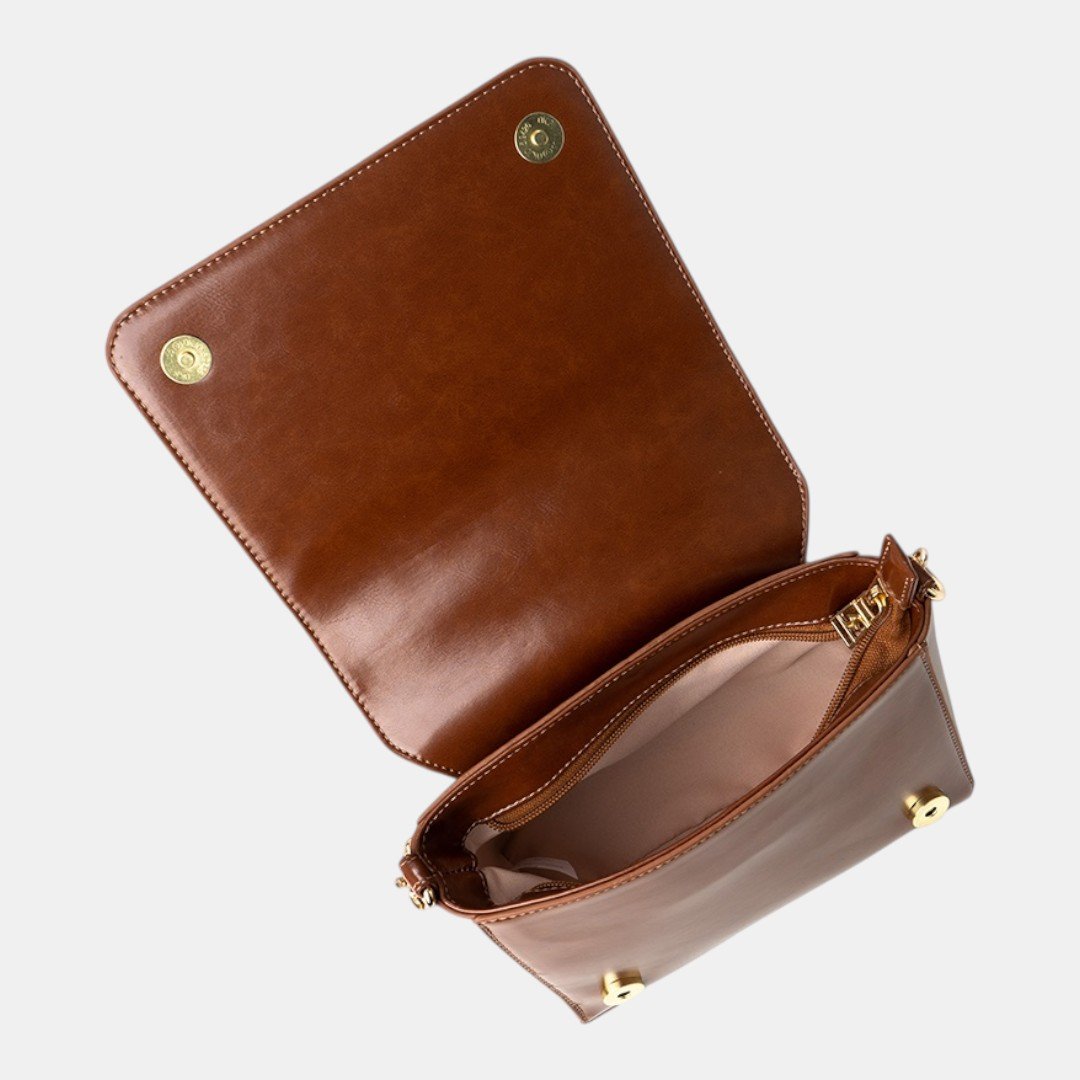 Mini Bolsa Rafitthy Crossbody Chain Glam Caramelo Marrom 4