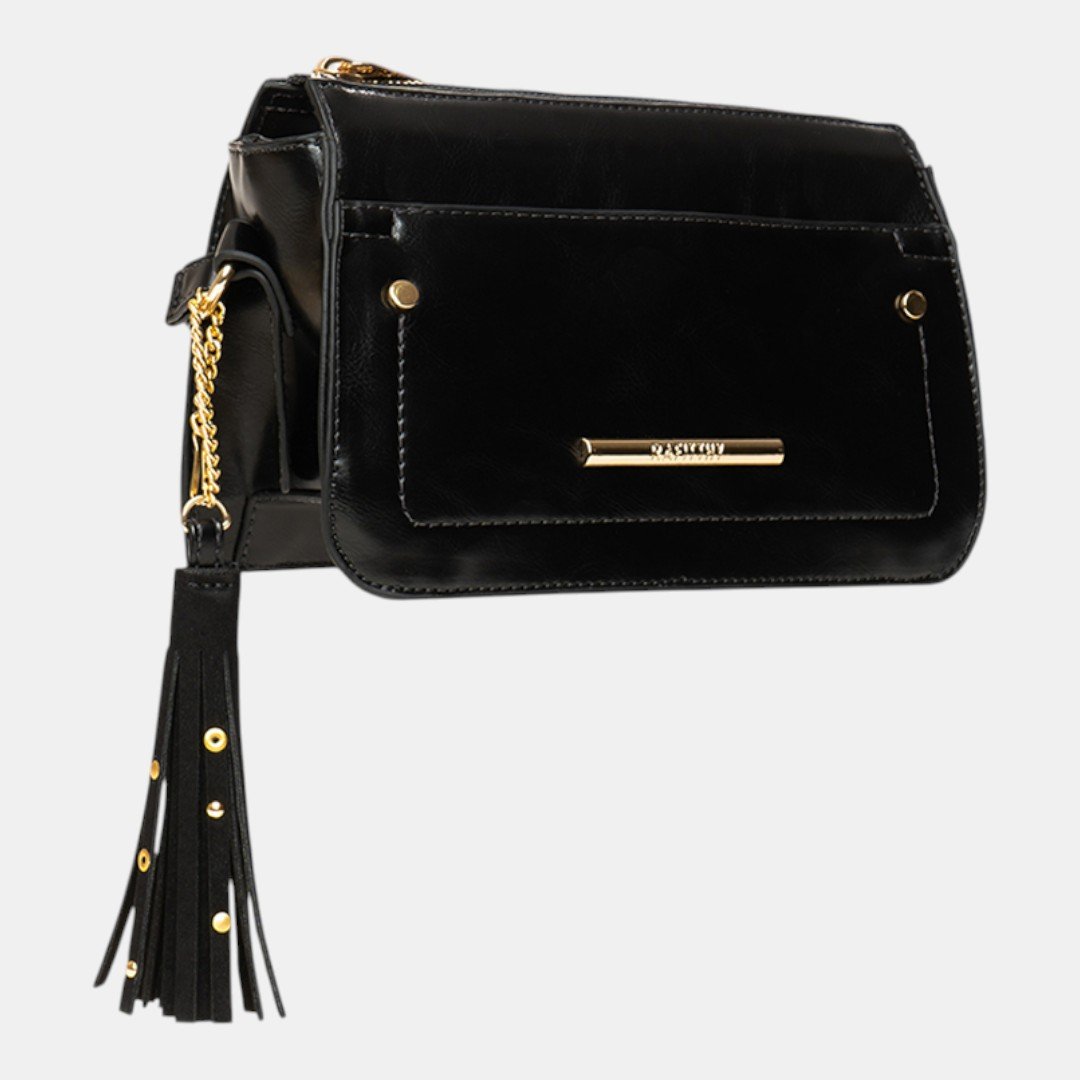 Bolsa Rafitthy Crossbody Tassel Glow Preta Preto 3