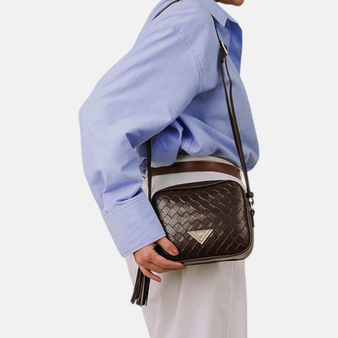 Mini Bolsa Rafitthy Camera Bag Tassel Chic Marrom Marrom 2