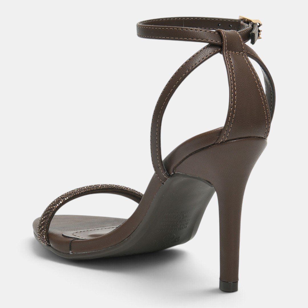 Sandália Via Marte Glam Strass Salto Alto Marrom Marrom 4