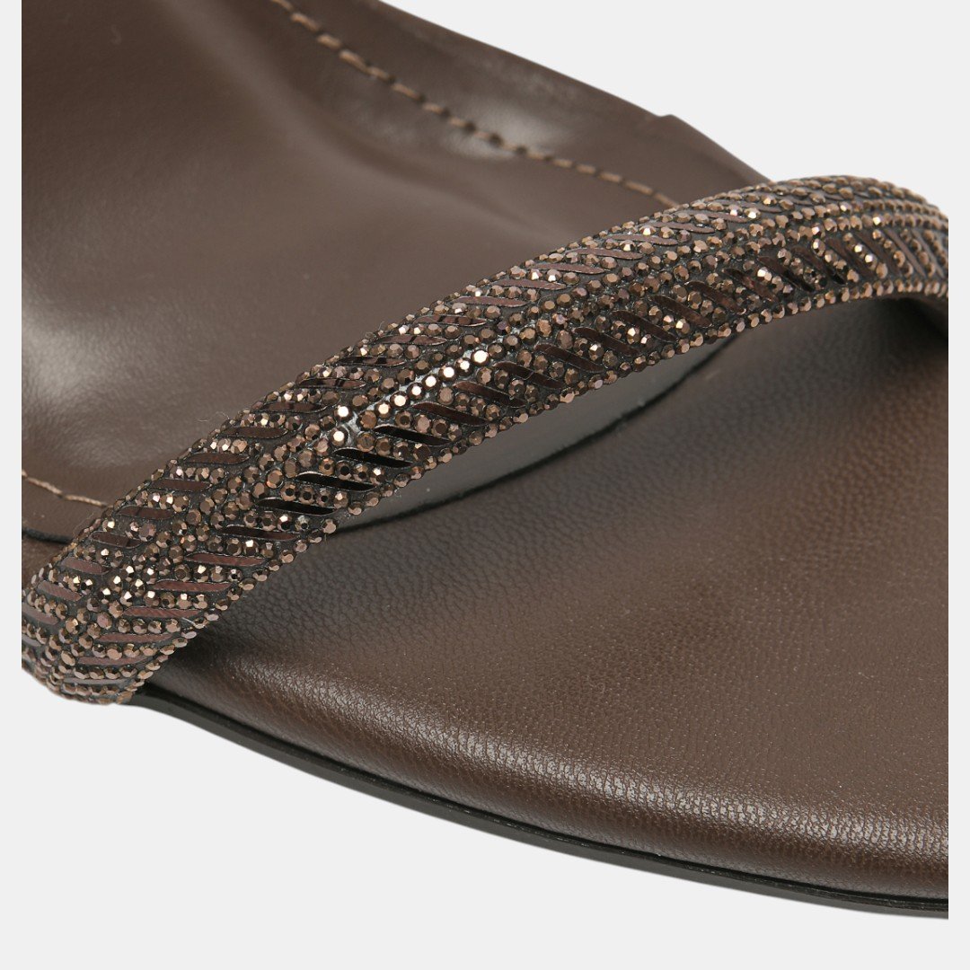 Sandália Via Marte Glam Strass Salto Alto Marrom Marrom 5