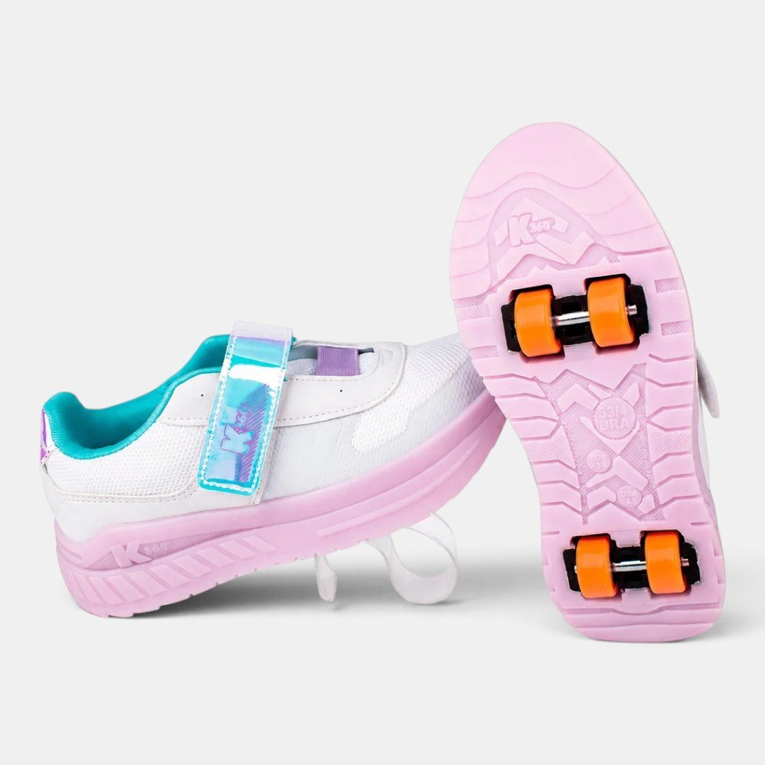Tênis Infantil Kidy Roller Light Com Luz E Rodinha Branco Branco 4